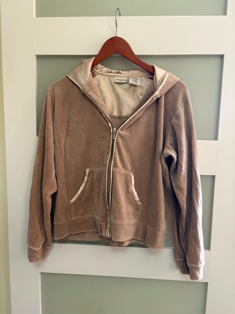 St John’s Bay Champagne Velour Zip Hoodie Jacket Size Petite Large
